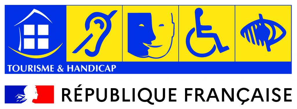 Logo Tourisme et Handicap avec 4 pictos