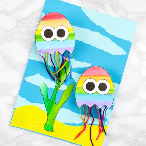 bricolage, peinture, méduse en papier
