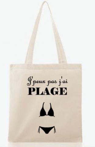 sac en toile avec inscription je peux pas j'ai plage