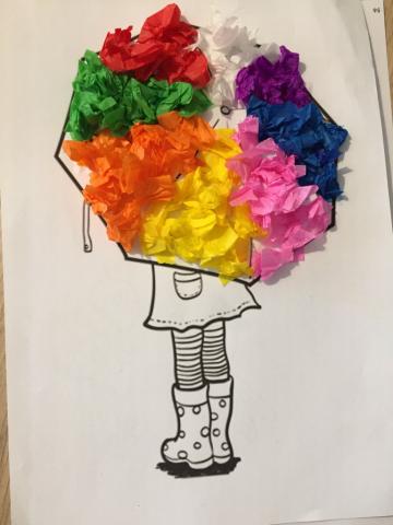 collage papier, parapluie