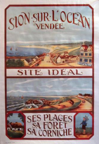 affiche publicitaire des années 30 pour les stations balnéaires