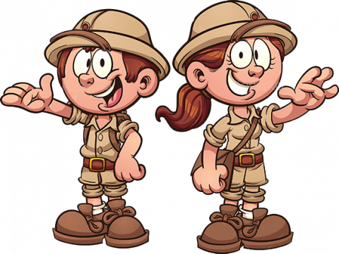 enfants en tenues d'explorateur
